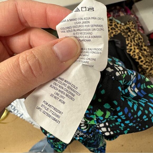 Speedo Blue & Green Spotted One Piece Swimsuit Womens 12 Modest Swim Vacation - Picture 7 of 7